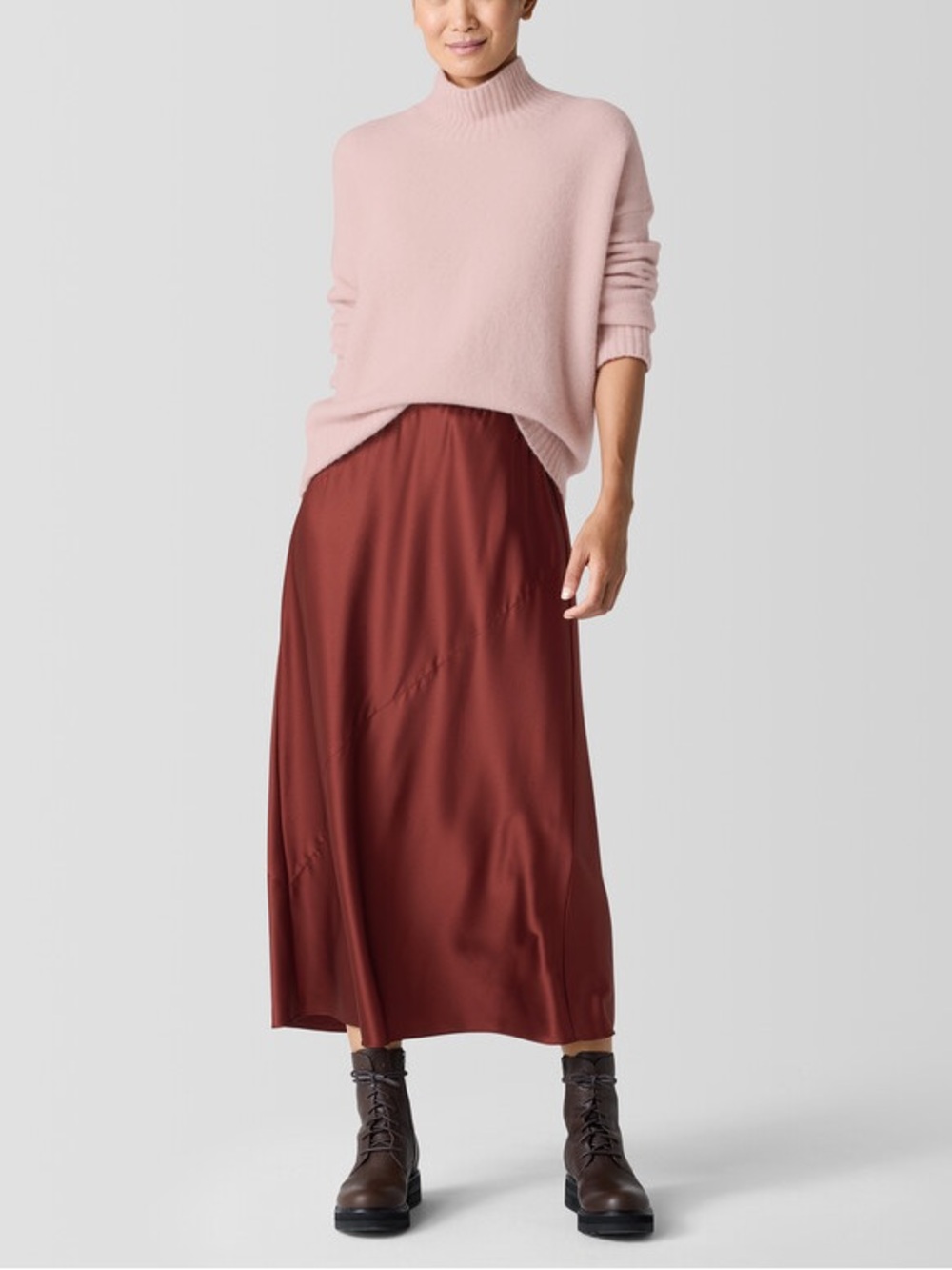 NWT Eileen Fischer Silk Charmeuse Midi Skirt